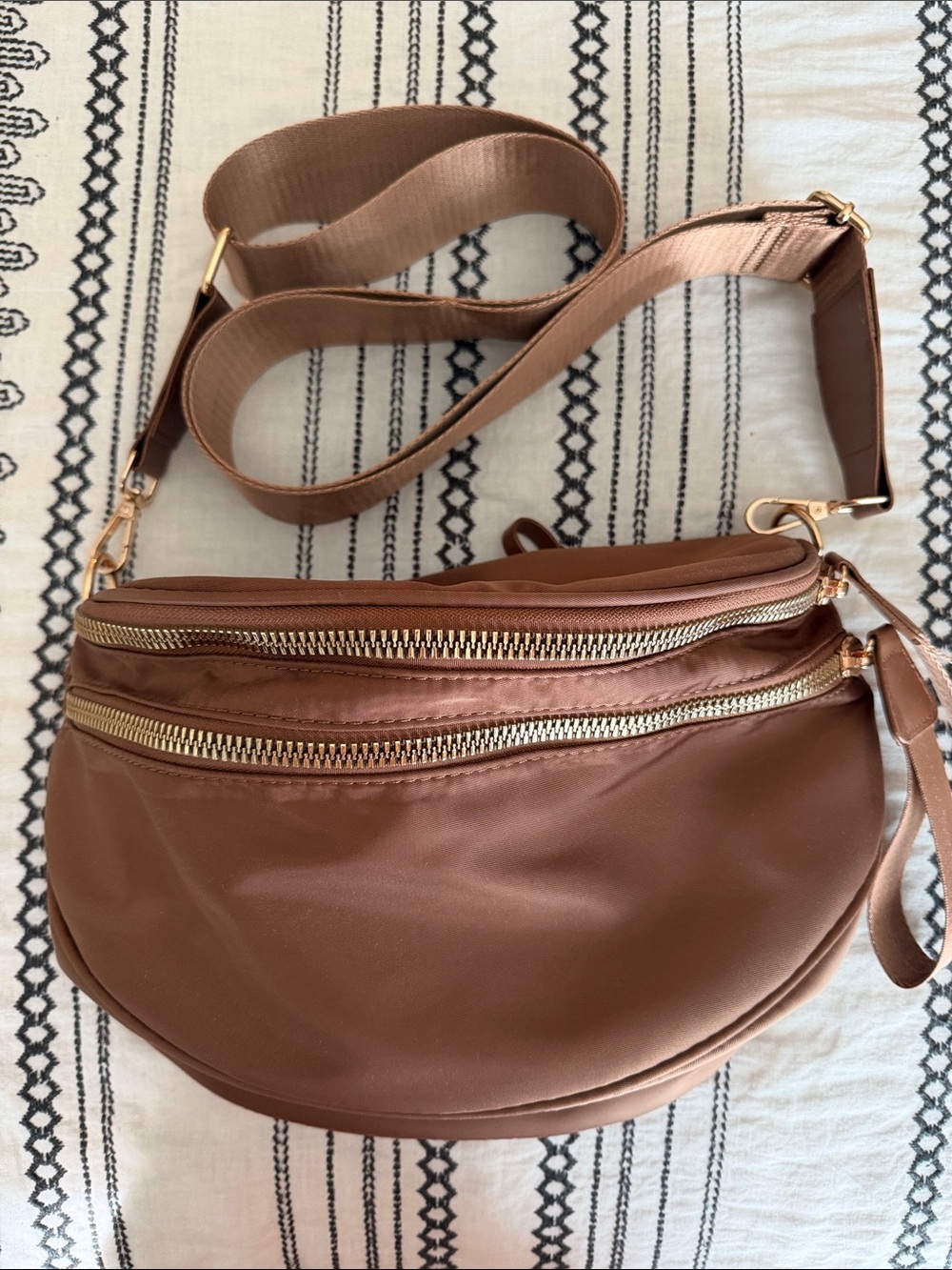 Viral Women's Brown Crossbody Bum Bag with Gold Hardware